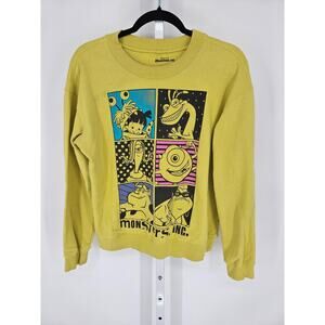 Disney Pixar Monsters Inc Womens Sz M Crewneck Sweatshirt Lime Green